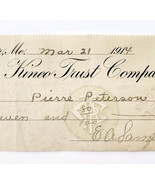 1914 Kineo Trust Company Bank Check E.A. Sampson Dover Maine Signed 6232... - $27.22 CAD