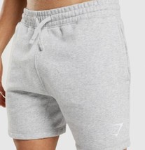 Mens Gymshark Crest Shorts Large Light Gray Marl 7&quot; In-Seam Adjustable Draw Cord - £14.35 GBP