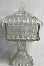 Vintage Jeannette Mini Glass 6”x4” Wedding Cake Candy Pedestal Box Dish Lidded - £13.16 GBP