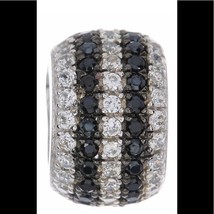 BREUNING Black Crystal 4-Row Single Pendant, Pave Diamonds, Black/Silver, NWT - £44.10 GBP