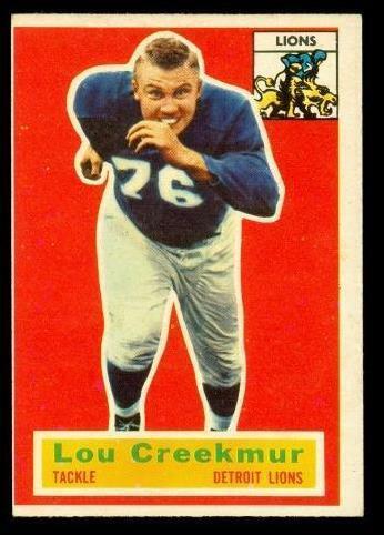 Primary image for Vintage FOOTBALL Card 1956 TOPPS #8 LOU CREEKMUR Detroit Lions Tackle HOF