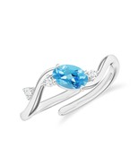 Kicky and Perky 925 Sterling Silver Blue Topaz and Moissanite Open Ring ... - $52.46