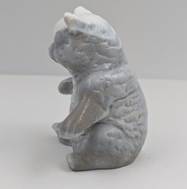 Vintage Mosser Slag Glass Bear Paperweight Figurine Signed Grey White Color - £32.36 GBP