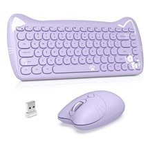 Wireless Keyboard And Mouse,2.4Ghz Wireless Retro Cute Cat Keyboard With 84 Key  - £44.64 GBP