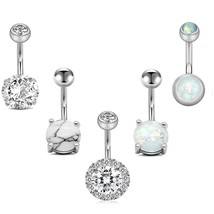 Fashion Zircon Crystal Heart Flower Dangle Belly Button Piercing Nombril Stainle - £18.62 GBP