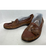 Brass Boot Mens 8.5 Tassel Sheep Skin Brown Leather Loafer Shoes - £31.56 GBP