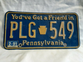 1991 License Plate Pennsylvania Vehicle Tag PLG 549 You&#39;ve Got A Friend ... - £23.66 GBP