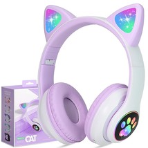 Wireless Headphones Cat Ear Led Light Up Bluetooth Foldable Headphones Over Ear  - £28.78 GBP
