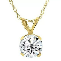 1.15 CT Rond Brillant 14k Jaune Plaqué Or Solitaire Pendentif 18 &quot; Collier - £31.81 GBP