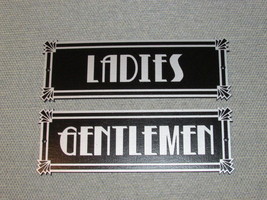 Art Deco Style Silver and Black Ladies &amp; Gentlemen Restroom Signs Set - £31.30 GBP