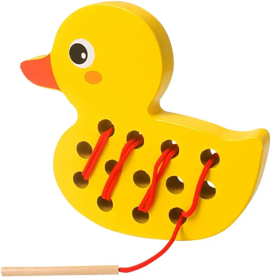 Wooden Lacing Duck Threading Toys Wood Block Puzzle Car Airplane Travel Game - £20.05 GBP