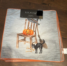 Max Studio Set of 4 Halloween placemats Black Cat Pumpkin Striped New Witch Hat - £19.97 GBP