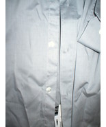 New Large NWT Mens Button Down Shirt 18 Light Gray Perry Ellis Cotton St... - £30.85 GBP