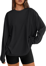 Womens Oversized Long Sleeve T Shirts Basic Crewneck Tee Fall Tops, Blac... - $17.65
