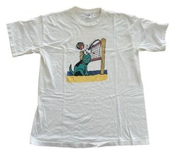 Vintage GTE Visa Dog Volleyball Graphic T-Shirt Size XL White Made In USA - £21.95 GBP