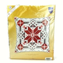 Vervaco Stamped Cross Stitch Pillow Kit Snow Crystal II 16 x 16 Belgium  - $42.31