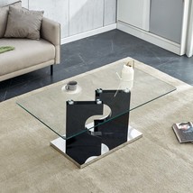 Modern Rectangular Coffee Table w/ Tempered Glass Top - $197.99