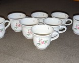 Set of 8 Pfaltzgraff Meadow Lane Coffee Cups Mugs Butterfly PINK FLOWERS... - £38.82 GBP