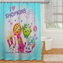 Shopkins I Love Shopkins Fabric Shower Curtain and Matching Hooks Kids 72x72&quot; - £27.22 GBP