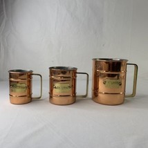 Copper &amp; Brass Measuring Cups Set European Portugal Made 1/4 1/2 &amp; 1 Liter Litre - £35.99 GBP