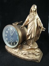 Antique figural clock BRADLEY 1930&#39;s WIND UP religious alarm GERMANY vintage - £130.81 GBP