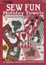 Fun Holiday Kitchen Towels 21 Applique Sewing Patterns Book Santa Snowman Holly - $10.00
