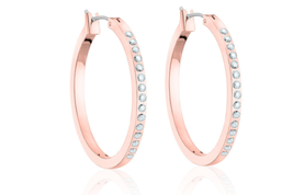 Crystals By Swarovski Outside Hoop Earrings in Rose Gold Overlay 1.25 Inch - £35.00 GBP