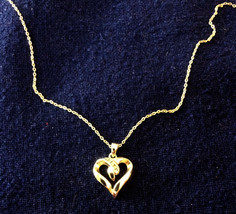 Beautiful 14k White Gold &amp; Diamond Chip Heart Pendant on 14k White Gold ... - £108.16 GBP