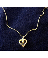 Beautiful 14k White Gold &amp; Diamond Chip Heart Pendant on 14k White Gold ... - €118,39 EUR