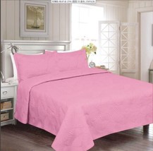 Cora Pink Color Super Soft Plush Bedspread Set 2 Pcs Twin Size - £42.80 GBP