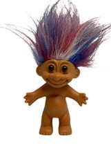 Vintage RUSS Troll Doll Naked Troll Baby Red White &amp; Blue Hair Patriotic - £9.78 GBP