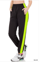 Zenana  Large Soft Stretch Tricot Knit Mid Weight Pocket Jogger Pants Black - $13.85