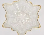 Home Beautiful Glass Candle Holder Dish Star Gold Rim Cut Bark Design 5&quot;... - $24.99