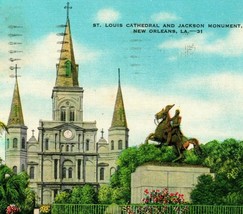 New Orleans Louisiana LA St Louis Cathedral Vtg Linen Postcard Kropp Pub S19 - $3.91