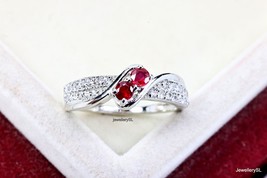 twine ruby promise ring, july birthstone ring, brilliant cut red gemstone ring,  - £28.77 GBP