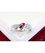 twine ruby promise ring, july birthstone ring, brilliant cut red gemston... - £28.68 GBP