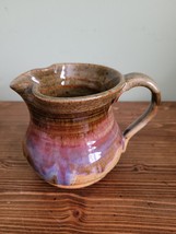 Studio Art Fine Pottery Pitcher creamer Brown Beautiful Glaze stamped MW - £18.26 GBP