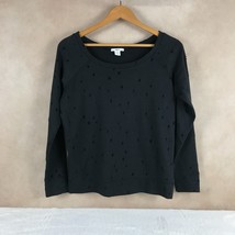 Bar Iii Black Distressed Holes Boatneck Long Sleeve Sweatshirt Nwot Small - £7.82 GBP