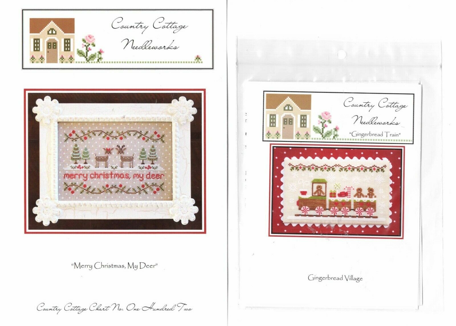 Country Cottage Needleworks Christmas Cross Stitch Pattern - U Pick Dear, Ginger - $12.15 - $14.28
