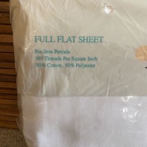 Vtg JCPenney The Home Collection No Iron Percale White Flat Sheet Full Size Bed - £16.37 GBP