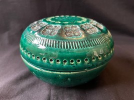 Bitossi Pottery lidded box  Flavia Montelupo Rimini Blue Italy Mid Century - £124.31 GBP