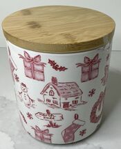 Grace Teaware Christmas Cookie Jar Pink Bow, Wreath, Snowman Ceramic woo... - $24.70