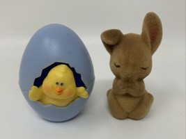 Hallmark Easter Merry Miniature 1986 Chick/Egg & 1983 Fuzzy Bunny - $14.20