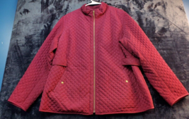 Liz Claiborne Jacket Women XL Maroon 100% Polyester Long Sleeve Pockets Full Zip - £17.13 GBP