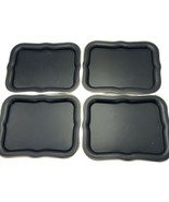 Vintage NASHCO PRODUCTS New York Black Metal Trays Set of 4 Gold Edge Sn... - $52.88 CAD