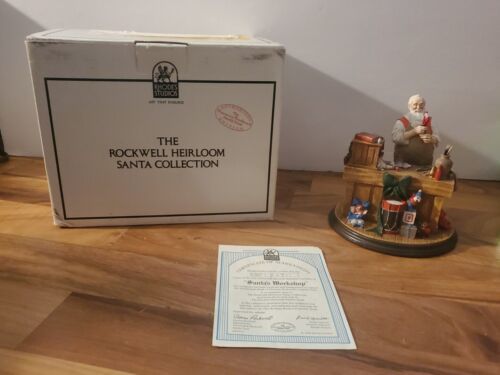 Primary image for Norman Rockwell's Heirloom Collection "Santa's Workshop" Figurine #82391 VTG COA