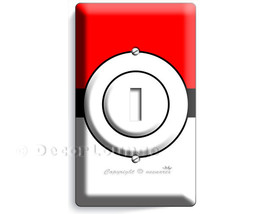 Pokemon red white Poke Ball inspired single light switch wall plate cover boys g - £9.42 GBP