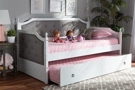 Geoffrey Gray Fabric Upholstered White Twin Size Daybed w/Trundle - $643.00