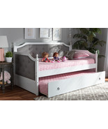 Geoffrey Gray Fabric Upholstered White Twin Size Daybed w/Trundle - $643.00