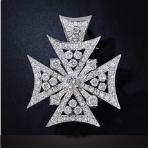 Maltese Cross Brooch Flower Basket Brooch, engagement brooch, Anniversar... - $215.25